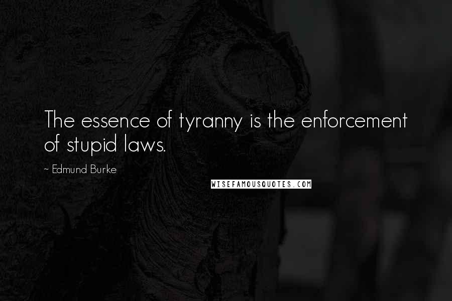 Edmund Burke Quotes: The essence of tyranny is the enforcement of stupid laws.