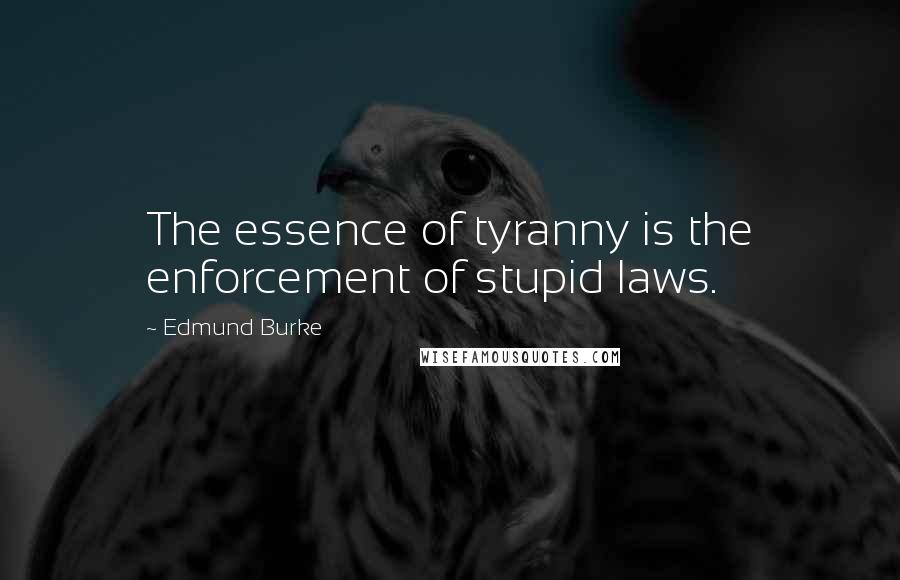 Edmund Burke Quotes: The essence of tyranny is the enforcement of stupid laws.