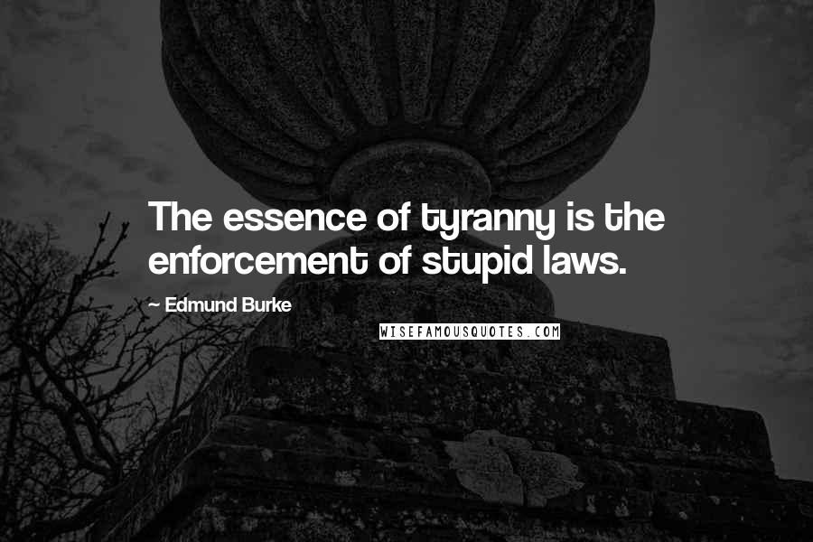 Edmund Burke Quotes: The essence of tyranny is the enforcement of stupid laws.