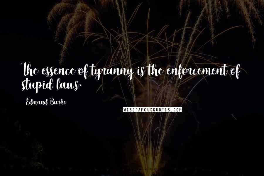 Edmund Burke Quotes: The essence of tyranny is the enforcement of stupid laws.