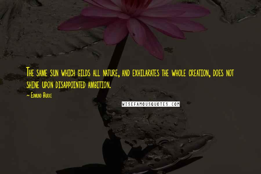 Edmund Burke Quotes: The same sun which gilds all nature, and exhilarates the whole creation, does not shine upon disappointed ambition.
