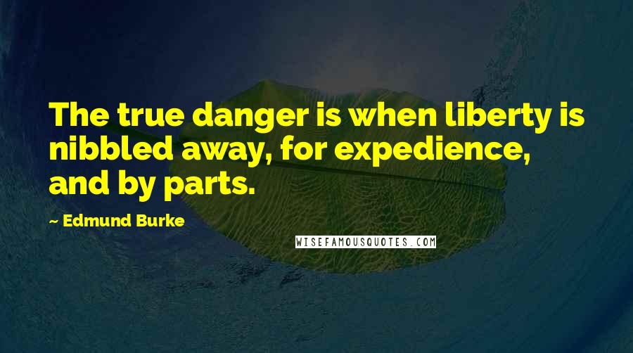 Edmund Burke Quotes: The true danger is when liberty is nibbled away, for expedience, and by parts.