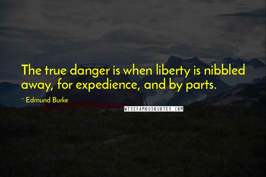 Edmund Burke Quotes: The true danger is when liberty is nibbled away, for expedience, and by parts.