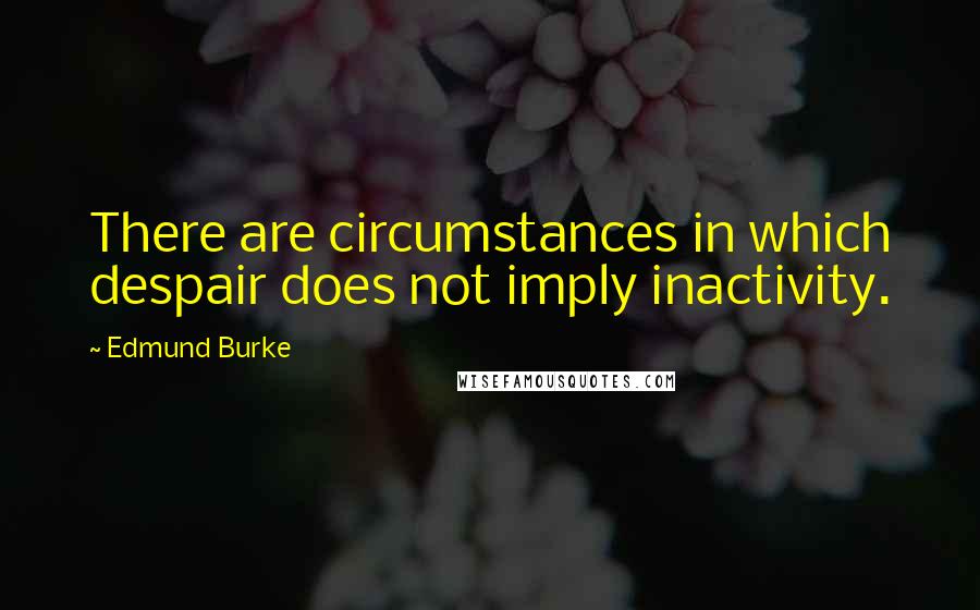 Edmund Burke Quotes: There are circumstances in which despair does not imply inactivity.