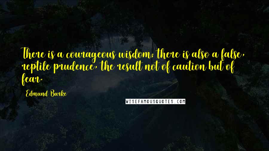 Edmund Burke Quotes: There is a courageous wisdom; there is also a false, reptile prudence, the result not of caution but of fear.