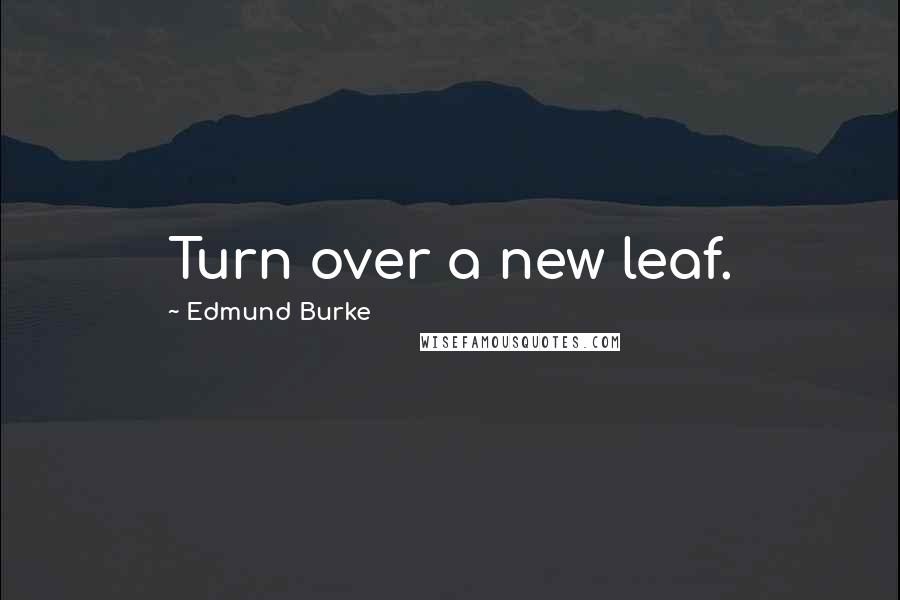 Edmund Burke Quotes: Turn over a new leaf.