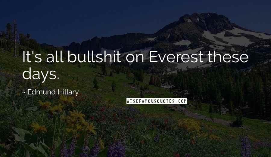 Edmund Hillary Quotes: It's all bullshit on Everest these days.