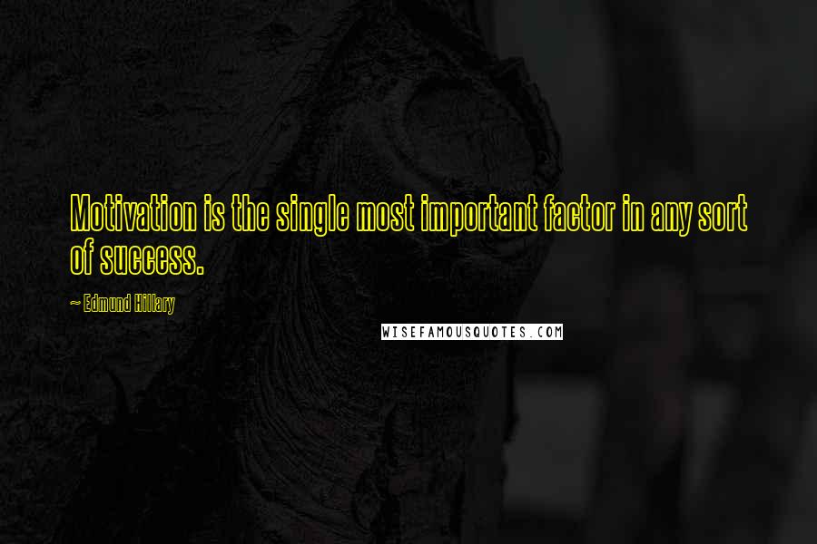 Edmund Hillary Quotes: Motivation is the single most important factor in any sort of success.