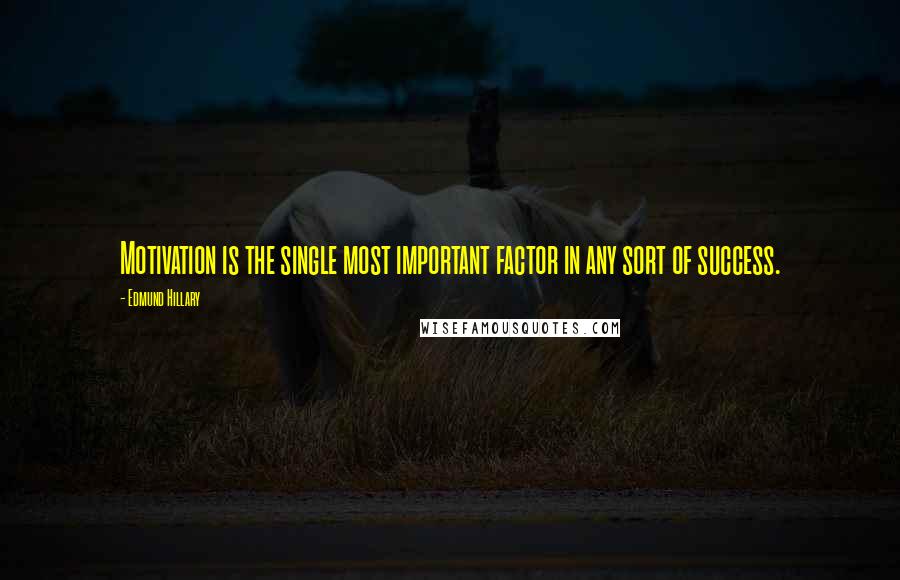 Edmund Hillary Quotes: Motivation is the single most important factor in any sort of success.