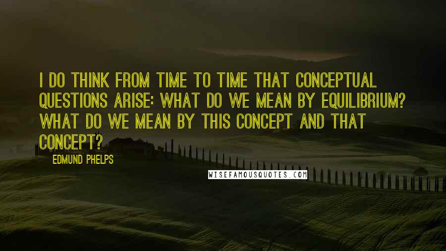 Edmund Phelps Quotes: I do think from time to time that conceptual questions arise: What do we mean by equilibrium? What do we mean by this concept and that concept?