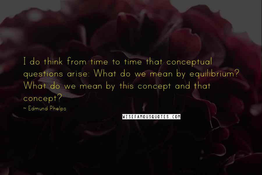 Edmund Phelps Quotes: I do think from time to time that conceptual questions arise: What do we mean by equilibrium? What do we mean by this concept and that concept?