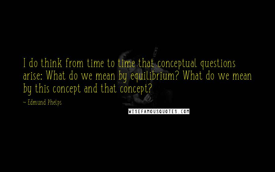 Edmund Phelps Quotes: I do think from time to time that conceptual questions arise: What do we mean by equilibrium? What do we mean by this concept and that concept?