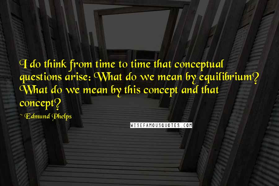 Edmund Phelps Quotes: I do think from time to time that conceptual questions arise: What do we mean by equilibrium? What do we mean by this concept and that concept?