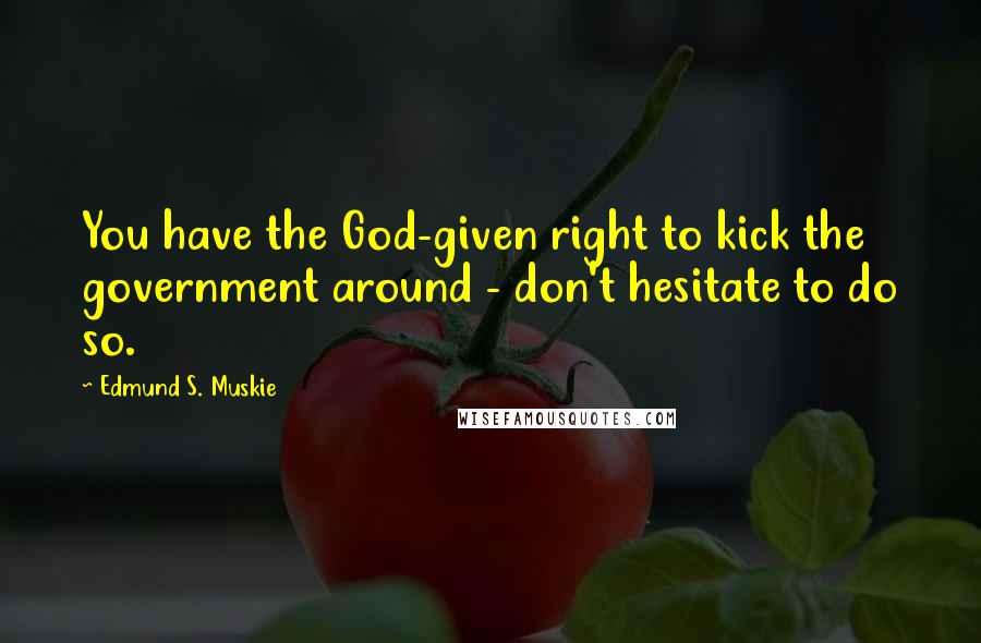 Edmund S. Muskie Quotes: You have the God-given right to kick the government around - don't hesitate to do so.