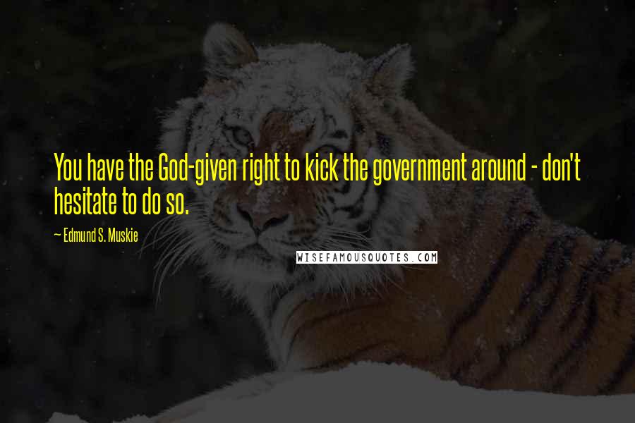 Edmund S. Muskie Quotes: You have the God-given right to kick the government around - don't hesitate to do so.