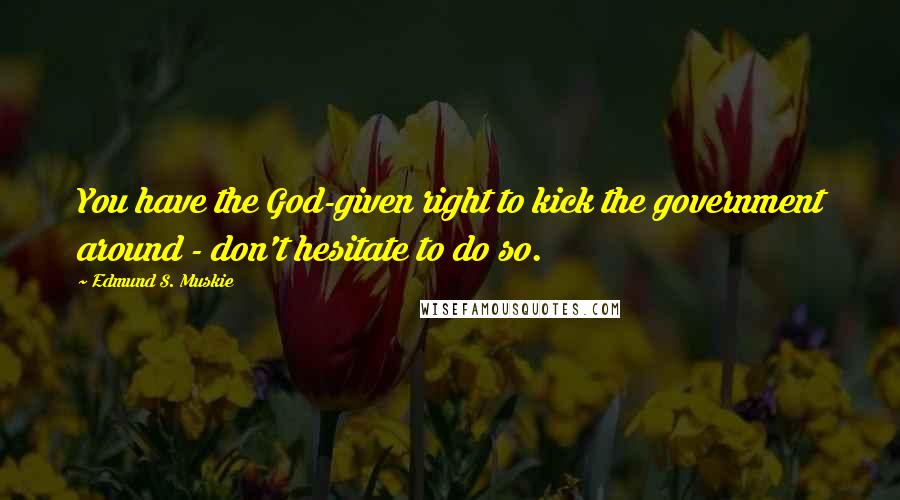 Edmund S. Muskie Quotes: You have the God-given right to kick the government around - don't hesitate to do so.