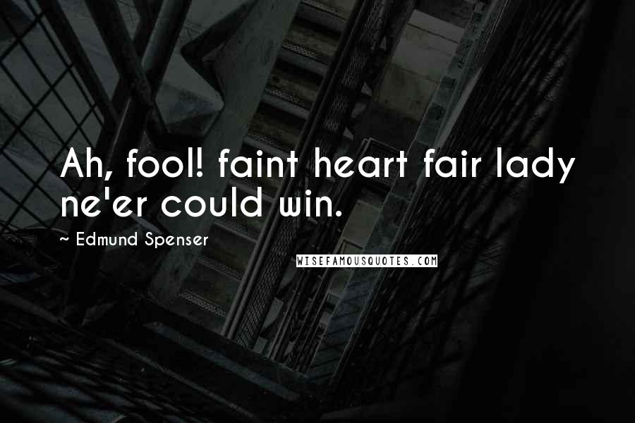 Edmund Spenser Quotes: Ah, fool! faint heart fair lady ne'er could win.