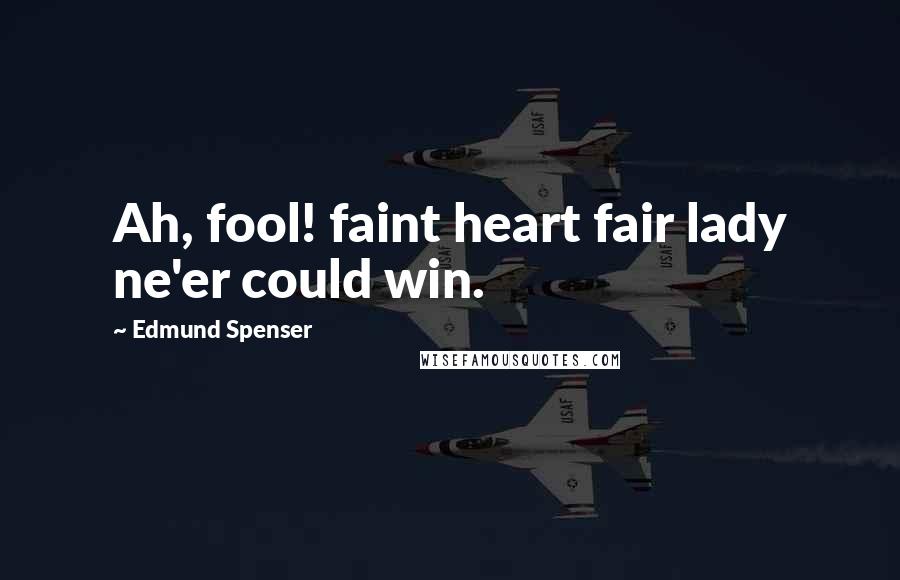 Edmund Spenser Quotes: Ah, fool! faint heart fair lady ne'er could win.