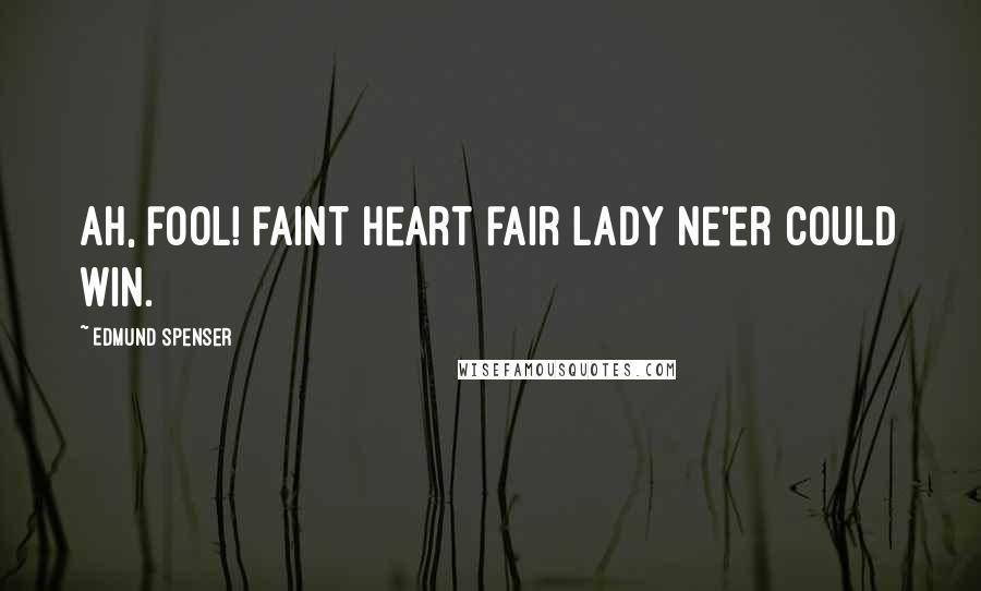 Edmund Spenser Quotes: Ah, fool! faint heart fair lady ne'er could win.