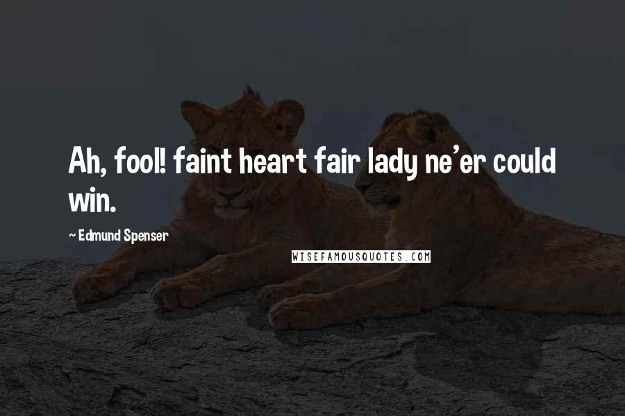 Edmund Spenser Quotes: Ah, fool! faint heart fair lady ne'er could win.