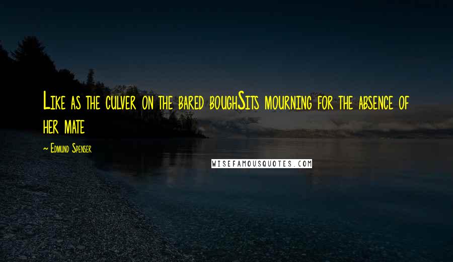 Edmund Spenser Quotes: Like as the culver on the bared boughSits mourning for the absence of her mate