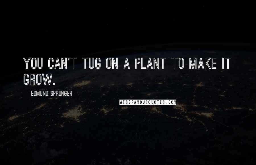 Edmund Sprunger Quotes: You can't tug on a plant to make it grow.