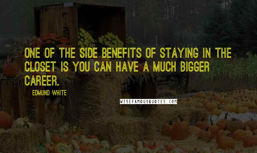 Edmund White Quotes: One of the side benefits of staying in the closet is you can have a much bigger career.