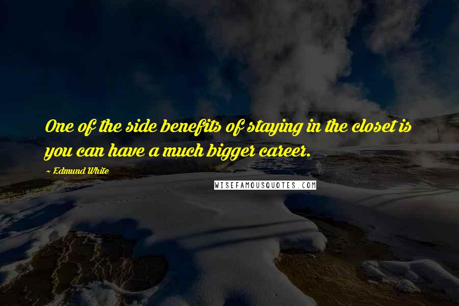 Edmund White Quotes: One of the side benefits of staying in the closet is you can have a much bigger career.