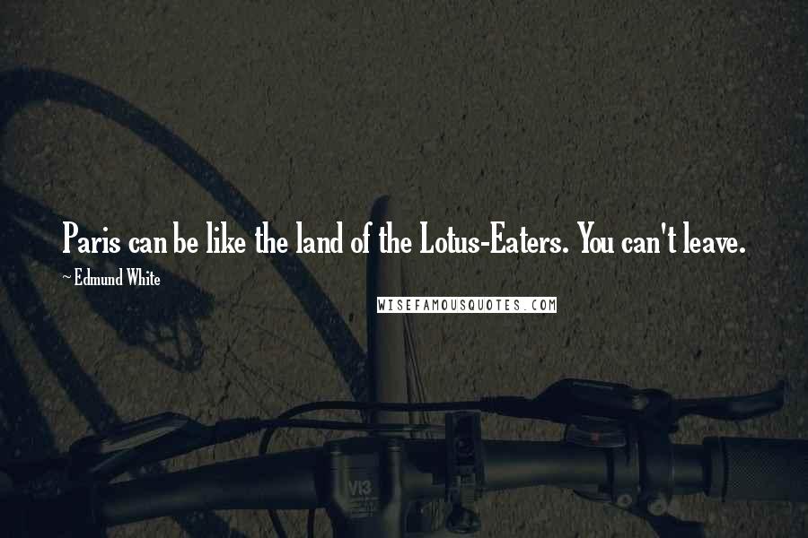 Edmund White Quotes: Paris can be like the land of the Lotus-Eaters. You can't leave.