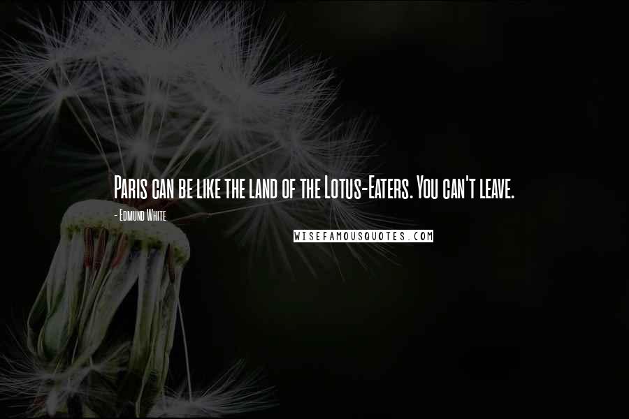 Edmund White Quotes: Paris can be like the land of the Lotus-Eaters. You can't leave.