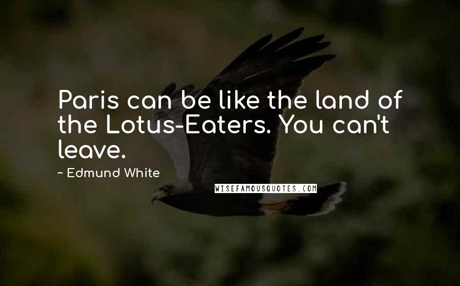 Edmund White Quotes: Paris can be like the land of the Lotus-Eaters. You can't leave.