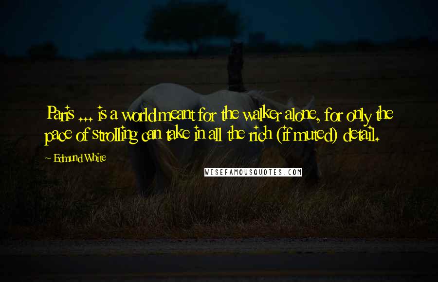 Edmund White Quotes: Paris ... is a world meant for the walker alone, for only the pace of strolling can take in all the rich (if muted) detail.