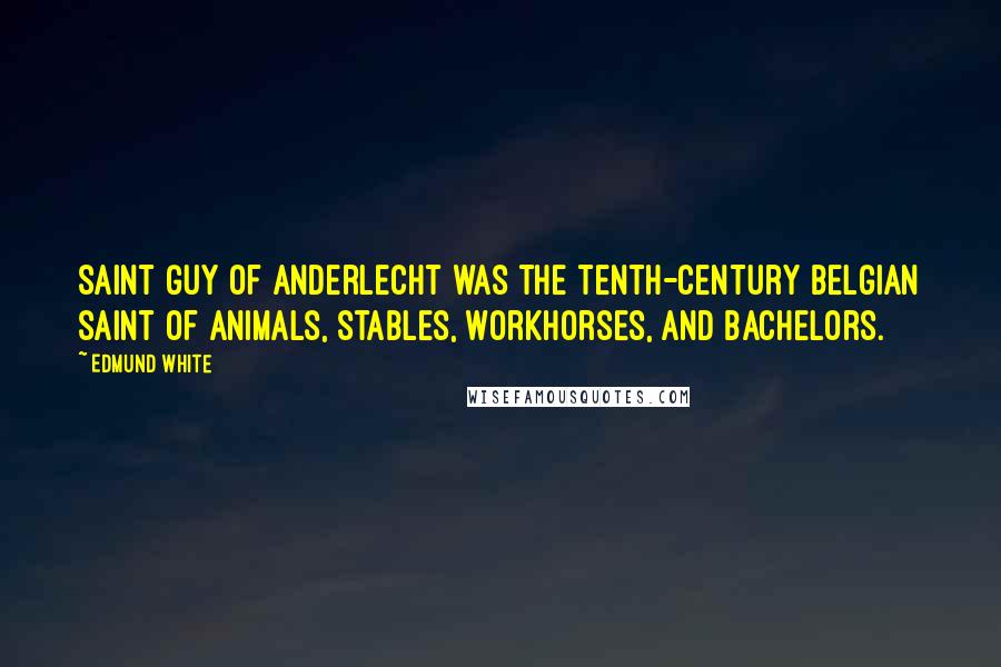 Edmund White Quotes: Saint Guy of Anderlecht was the tenth-century Belgian saint of animals, stables, workhorses, and bachelors.