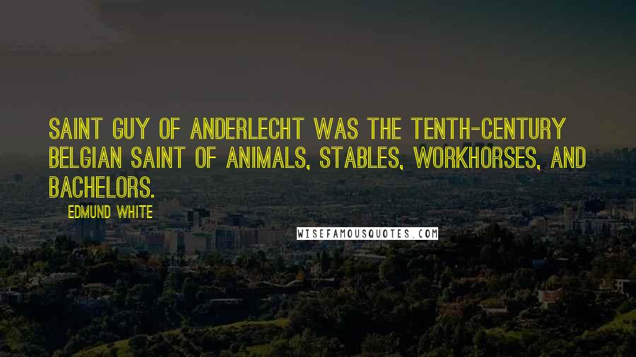 Edmund White Quotes: Saint Guy of Anderlecht was the tenth-century Belgian saint of animals, stables, workhorses, and bachelors.