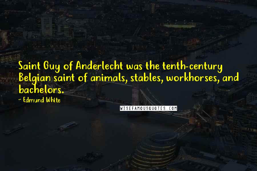 Edmund White Quotes: Saint Guy of Anderlecht was the tenth-century Belgian saint of animals, stables, workhorses, and bachelors.