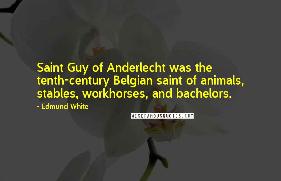 Edmund White Quotes: Saint Guy of Anderlecht was the tenth-century Belgian saint of animals, stables, workhorses, and bachelors.