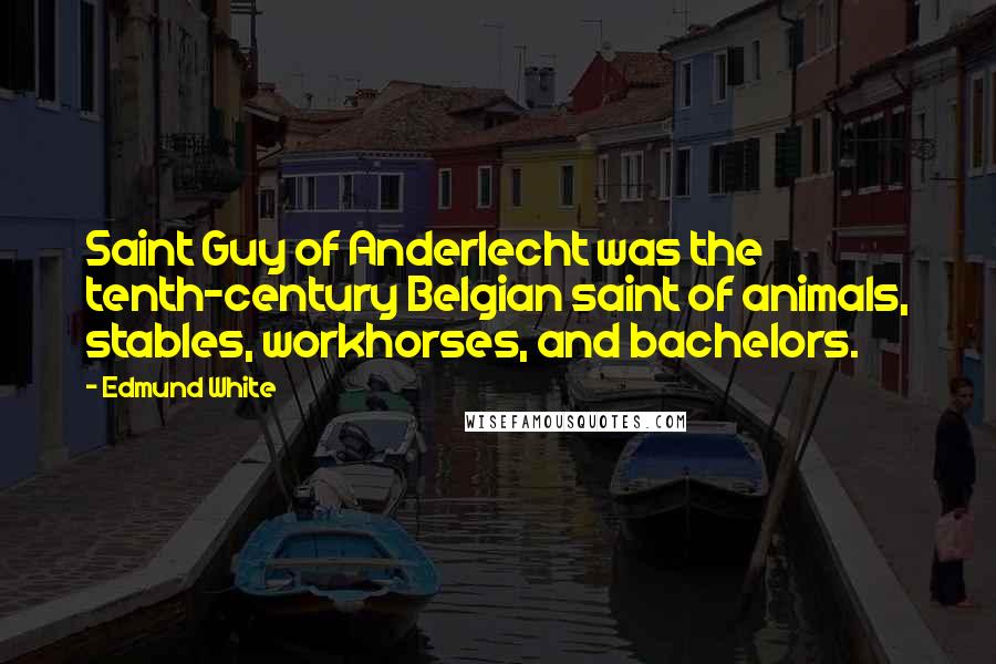 Edmund White Quotes: Saint Guy of Anderlecht was the tenth-century Belgian saint of animals, stables, workhorses, and bachelors.