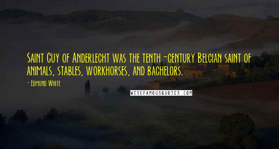 Edmund White Quotes: Saint Guy of Anderlecht was the tenth-century Belgian saint of animals, stables, workhorses, and bachelors.