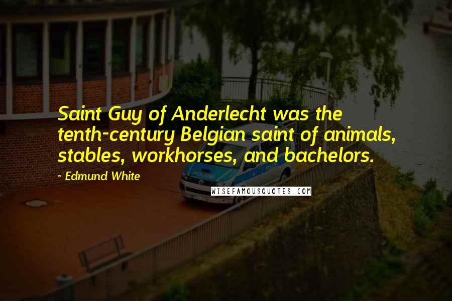 Edmund White Quotes: Saint Guy of Anderlecht was the tenth-century Belgian saint of animals, stables, workhorses, and bachelors.