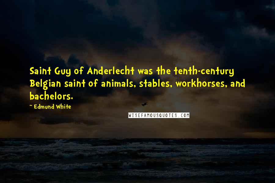 Edmund White Quotes: Saint Guy of Anderlecht was the tenth-century Belgian saint of animals, stables, workhorses, and bachelors.