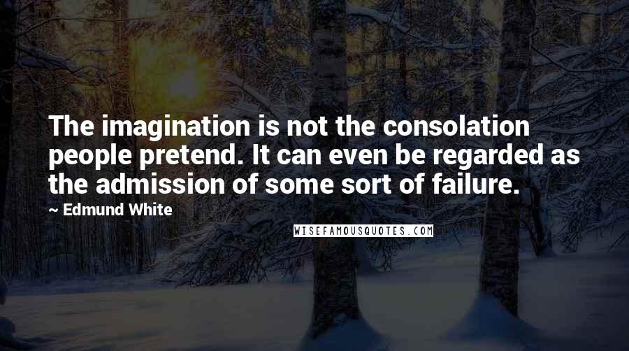 Edmund White Quotes: The imagination is not the consolation people pretend. It can even be regarded as the admission of some sort of failure.