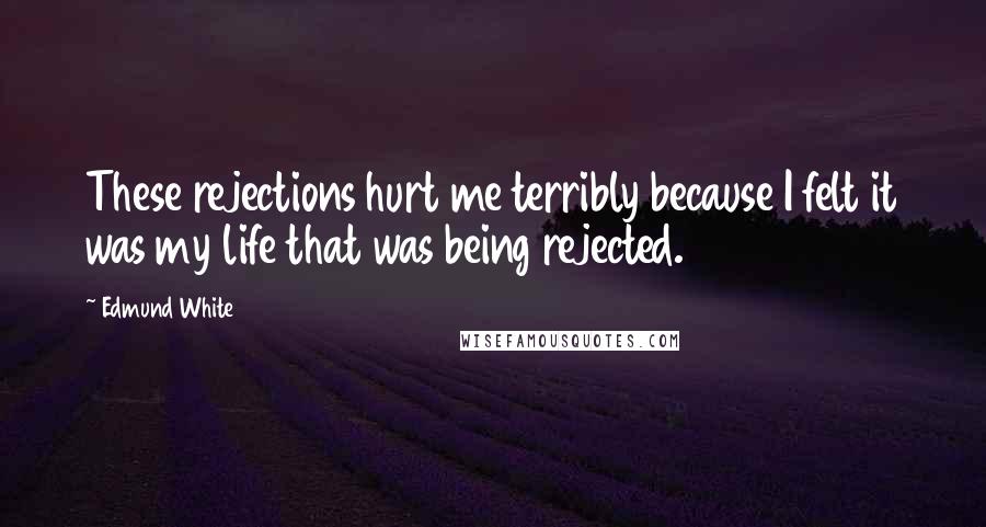 Edmund White Quotes: These rejections hurt me terribly because I felt it was my life that was being rejected.