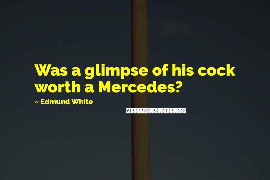 Edmund White Quotes: Was a glimpse of his cock worth a Mercedes?