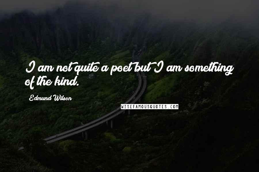 Edmund Wilson Quotes: I am not quite a poet but I am something of the kind.