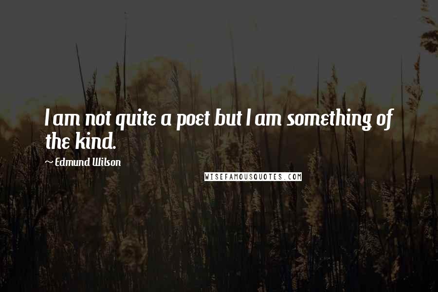 Edmund Wilson Quotes: I am not quite a poet but I am something of the kind.