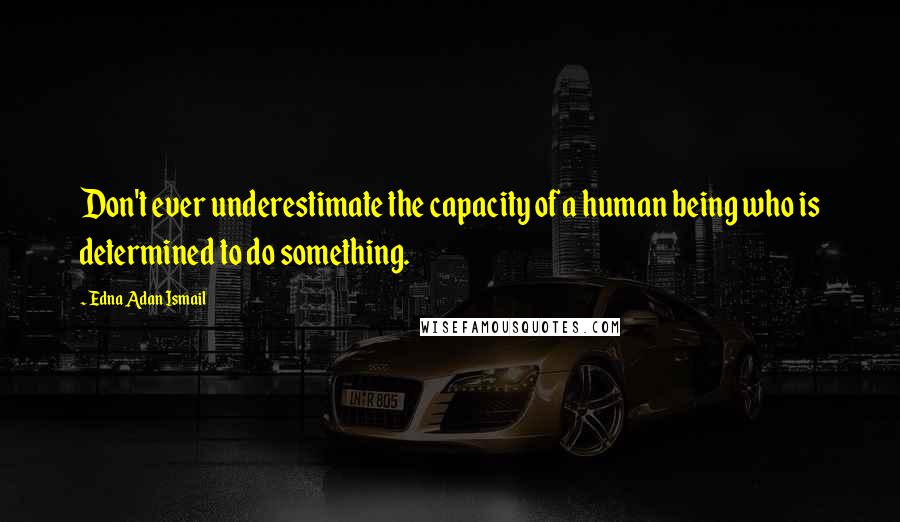 Edna Adan Ismail Quotes: Don't ever underestimate the capacity of a human being who is determined to do something.