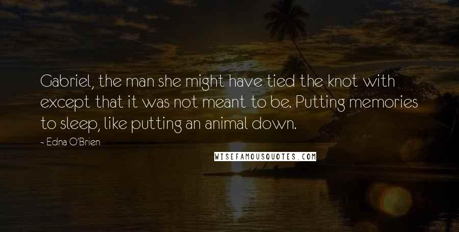 Edna O'Brien Quotes: Gabriel, the man she might have tied the knot with except that it was not meant to be. Putting memories to sleep, like putting an animal down.