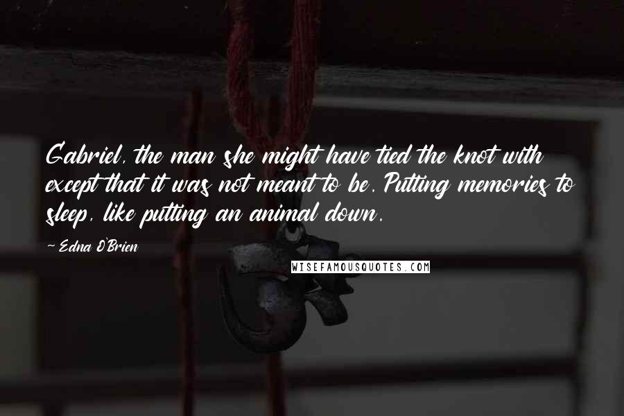 Edna O'Brien Quotes: Gabriel, the man she might have tied the knot with except that it was not meant to be. Putting memories to sleep, like putting an animal down.