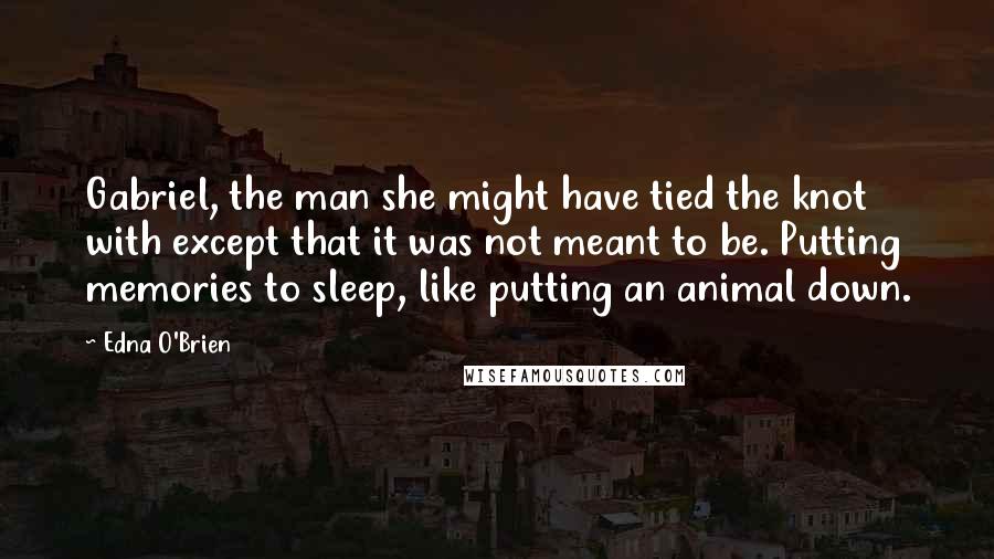 Edna O'Brien Quotes: Gabriel, the man she might have tied the knot with except that it was not meant to be. Putting memories to sleep, like putting an animal down.