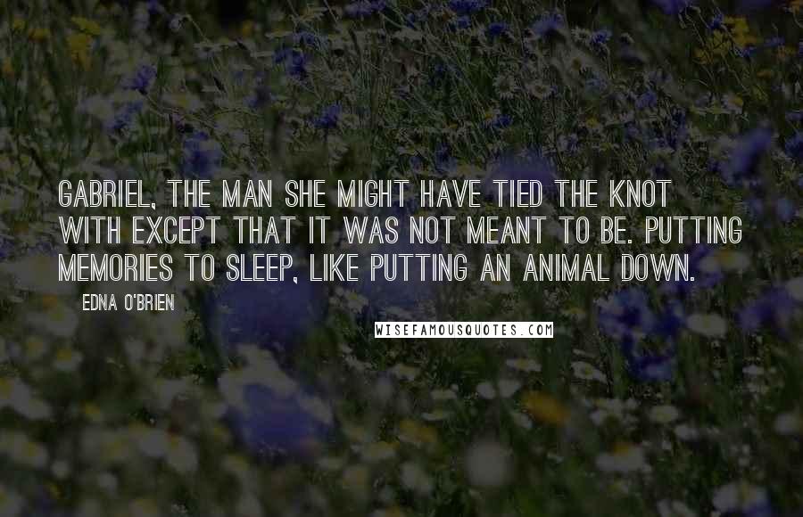 Edna O'Brien Quotes: Gabriel, the man she might have tied the knot with except that it was not meant to be. Putting memories to sleep, like putting an animal down.